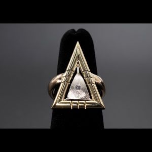 Deco Style Two Tone Gold Ring With Diamond Accent